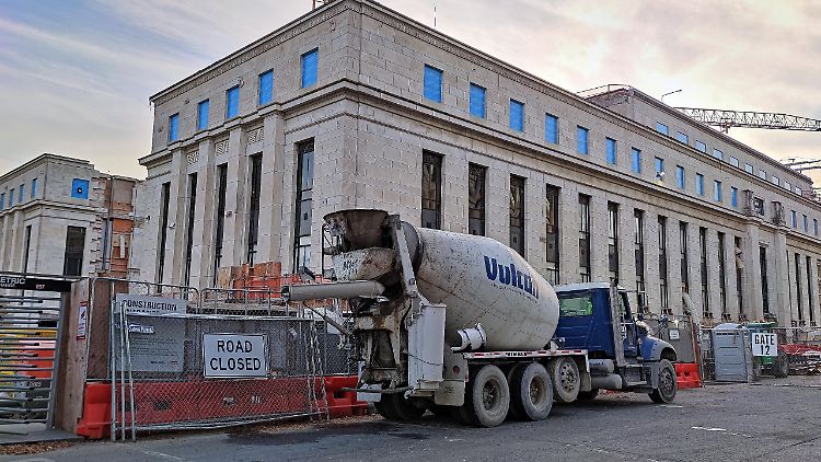 Der Hauptsitz der Federal Reserve Bank in Washington ist eine Großbaustelle. 