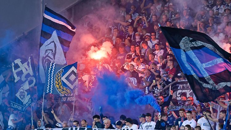 Auch im Stadion des SV Darmstadt hatten die HSV-Fans auf sich aufmerksam gemacht.