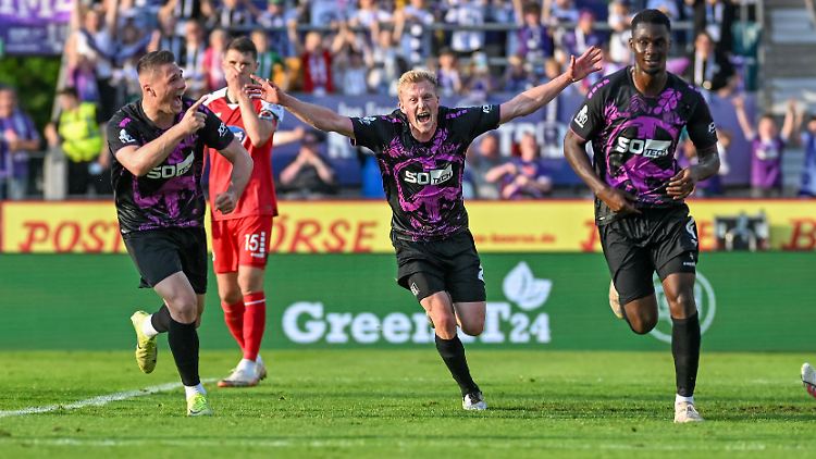 Grenzenlose Freude beim VfL Osnabrück über das zwischenzeitliche 1:0 gegen Viktoria Köln.