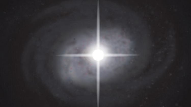 Für fast ein Jahr überstrahlt die kosmische Explosion alle Sterne ihrer Galaxie, wie diese Illustration zeigt.
