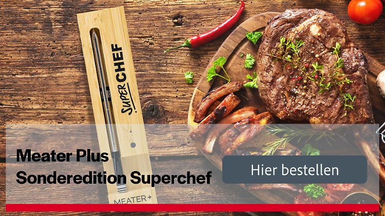 Mit einem Fleischthermometer wie dem Meater Plus gelingen Steaks und Co. auf den Punkt.