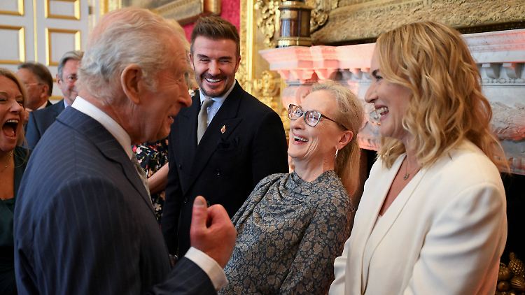 Hatten sichtlich Spaß: Charles III., David Beckham, Meryl Streep und Kate Winslet.