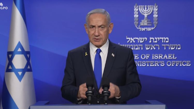 Netanjahu bei einer Ansprache am Freitag, als der Krieg gegen den Iran begann. 
