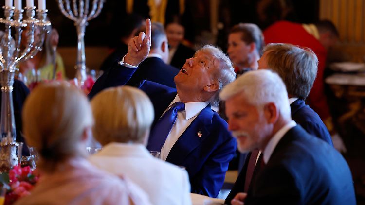 US-Präsident Donald Trump spricht mit dem niederländischen König Willem Alexander während eines Abendessens im Paleis Huis ten Bosch vor dem Nato-Gipfel.