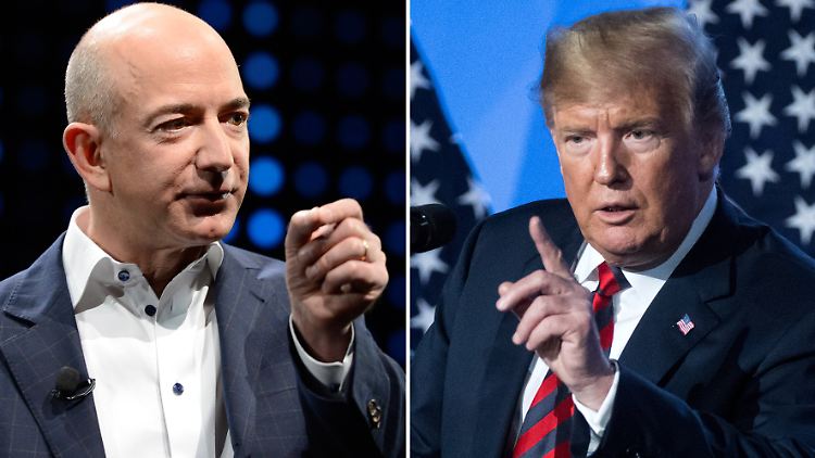 Jeff Bezos (l.) soll im Juni mindestens zweimal mit Trump gesprochen haben.