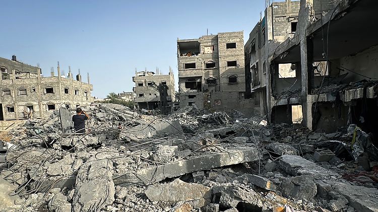 Durch israelische Luftangriffe zerstörte Gebäude im Gazastreifen. 