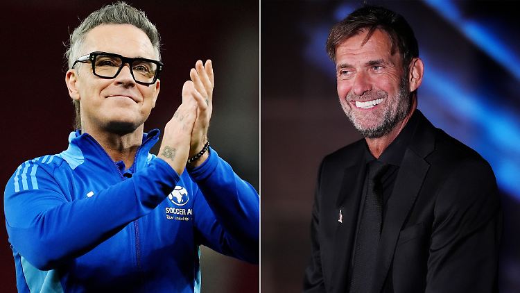Begeistern sich gegenseitig: Robbie Williams (l.) und Jürgen Klopp.