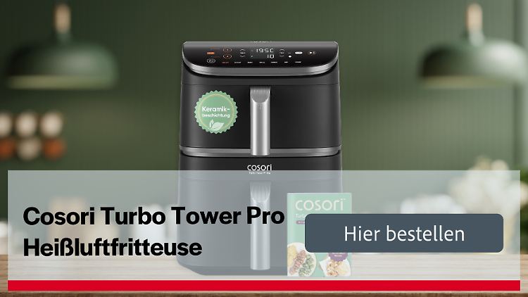 Die Doppelkammer-Heißluftfritteuse von Cosori ist am Prime Day besonders günstig.