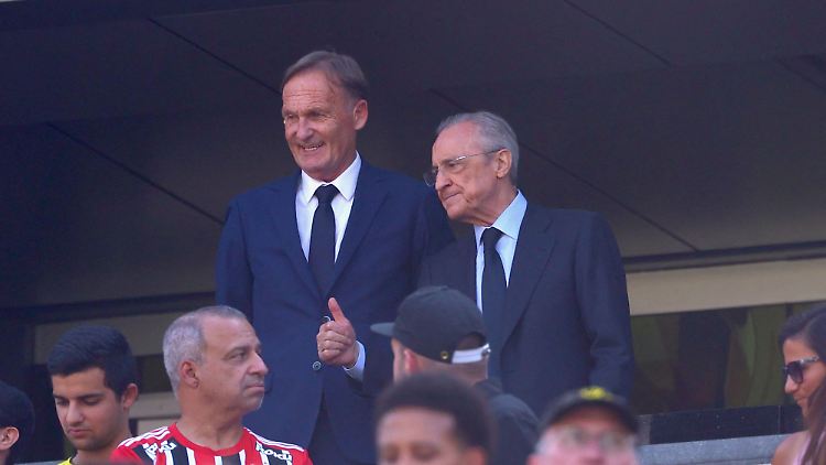 Hans-Joachim Watzke (l.) mit Real-Boss Florentino Perez.