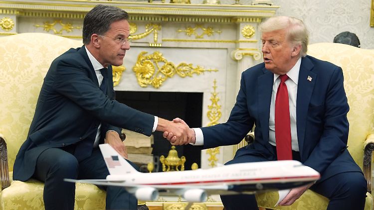 Handschlag im Weißen Haus: Nato-Chef Rutte und US-Präsident Trump.