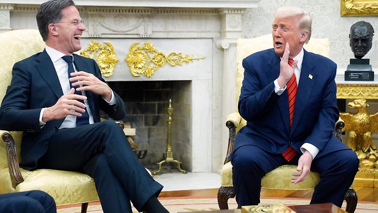 Nato-Generalsekretär Rutte und US-Präsident Trump - mit dem Ergebnis ihrer Gespräche offenbar zufrieden