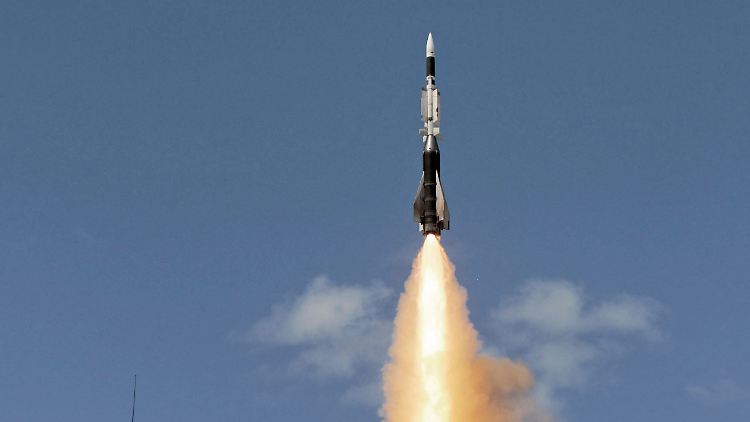 Eine in Europa produzierte Aster-Flugabwehrrakete.