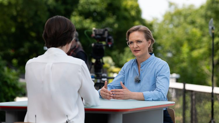 Merz agiere in der Klimapolitik "unglaublich ambitionslos", sagt Grünen-Chefin Brantner (r.).