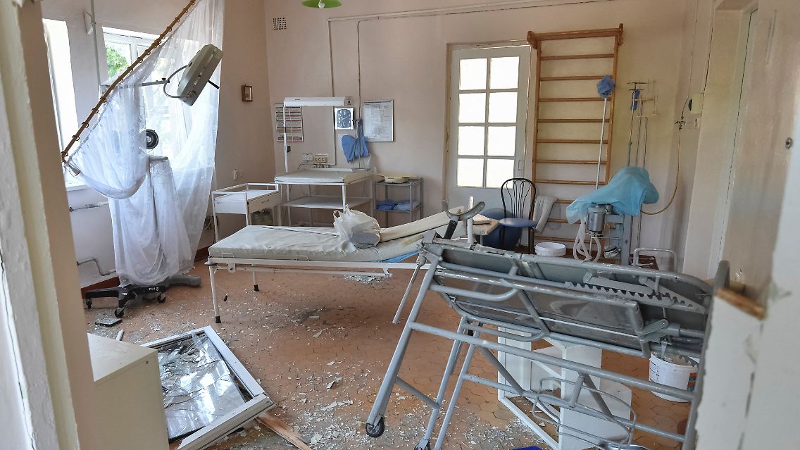 Zerstörung in dem von Russland angegriffenen Krankenhaus.