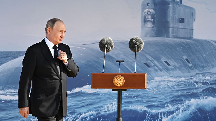 Putin bei der feierlichen Einweihung des Atom-U-Boots Knyaz Pozharsky am 24. Juli.