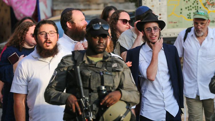 Israelische Siedler in Hebron im Westjordanland. 