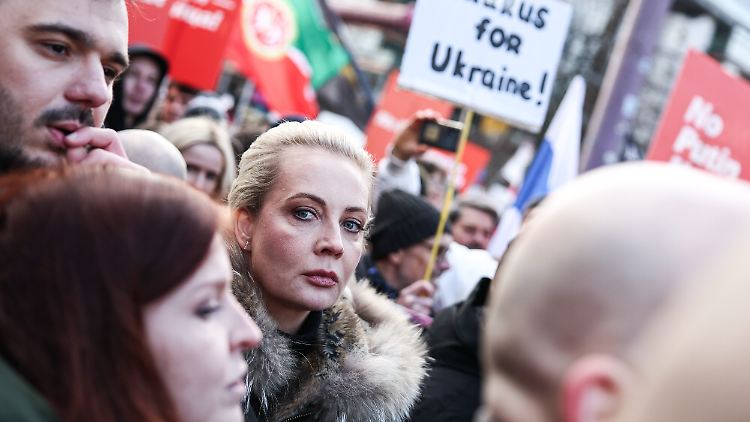 Julia Nawalnaja während einer Anti-Putin-Demonstration in Berlin. 