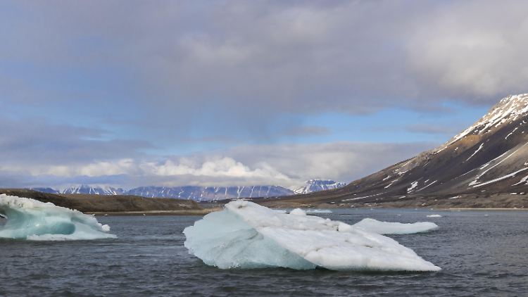 Eisschollen treiben vor Spitzbergen. 