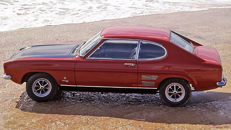 Mini muscle car ispirata alla Ford Mustang americana: la Ford Capri, costruita a Colonia, ha entusiasmato in particolar modo i giovani padri a partire dal 1969.