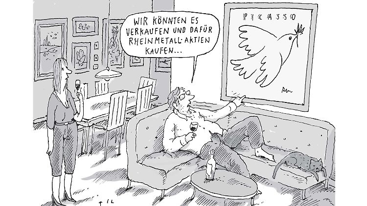 Krieg und Aufrüstung - ein wiederkehrendes Thema in den Cartoons von Til Mette.