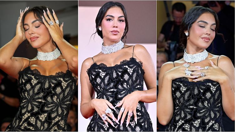 Georgina Rodríguez ringt in Venedig mit den Händen- damit jeder ihren Verlobungsring sieht.
