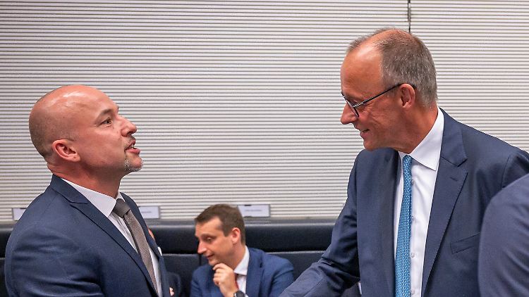 Keine neuen Polarisierungen: CSU-Generalsekretär Hoffmann und Merz am Dienstag im Bundestag.