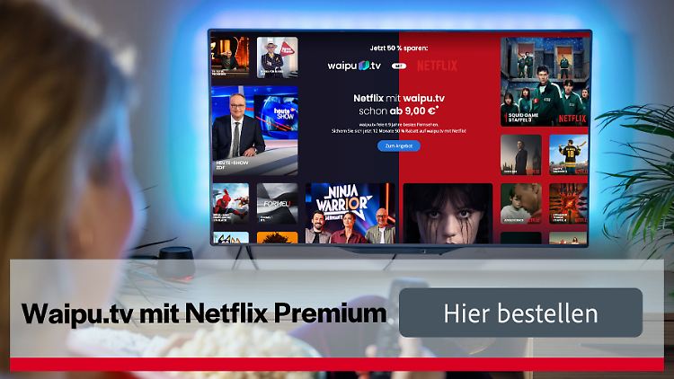 Waipu.tv bündelt Fernsehen und Netflix Premium für zwölf Monate zum Sonderpreis.