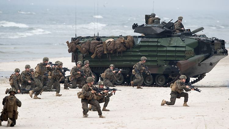 Marinesoldaten der USA bei einer Landeübung in Litauen 2018. Zuletzt wachsen die Spannungen im Baltikum und Polen angesichts mutmaßlicher russischer Provokationen.