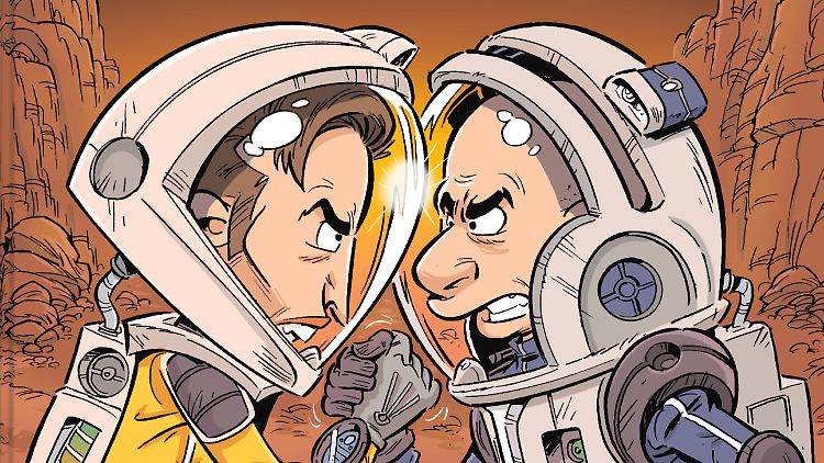 Da fliegt man schon zum Mars, aber dann lauert dort schon ein anderer Milliardär: "Elon & Jeff" auf dem roten Planeten.