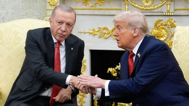 Der türkische Präsident Erdogan (l.) bei seinem Treffen mit Trump im Oval Office. 