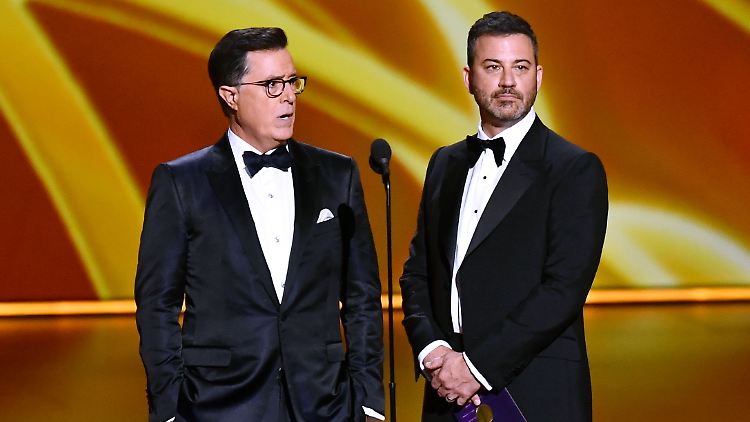 Stehen beide unter dem Druck der US-Regierung: Stephen Colbert und Jimmy Kimmel.