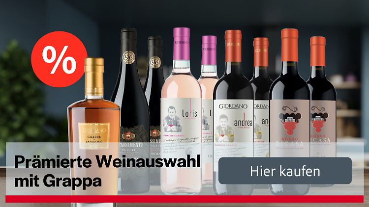 Ausgestattet für jeden Anlass: das prämierte Weinpaket mit Grappa di Amarone von Giordano.