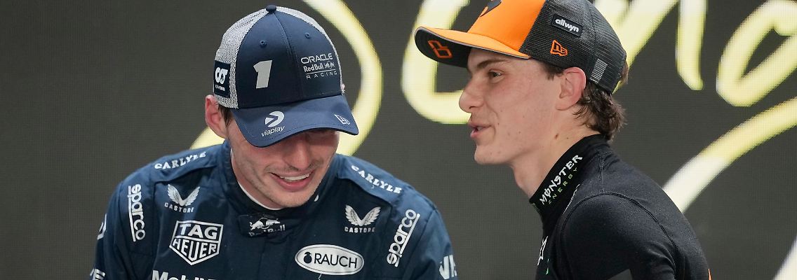 Wird für WM-Spitzenreiter Oscar Piastri (r) Titelverteidiger Max Verstappen noch zur Gefahr?
