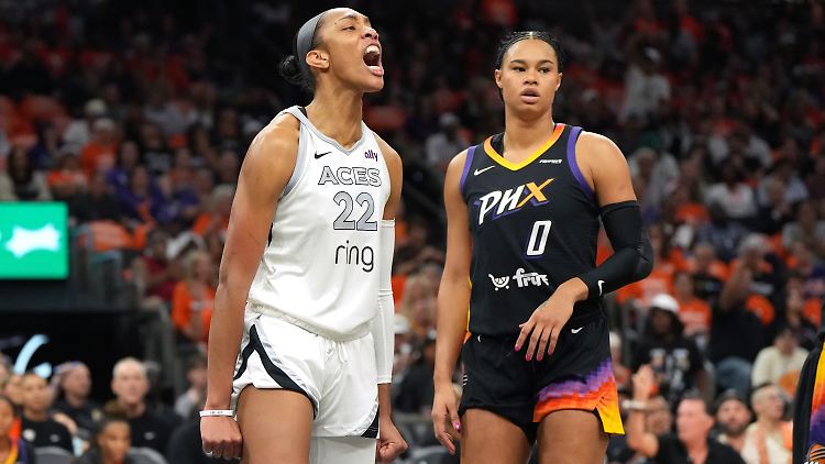 A'ja Wilson steht mit den Aces vor dem Titel. Für Satou Sabally (r.) läuft es überhaupt nicht.