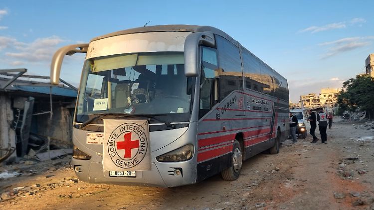 Erste Busse transportierten die Palästinenser in den Gazastreifen.