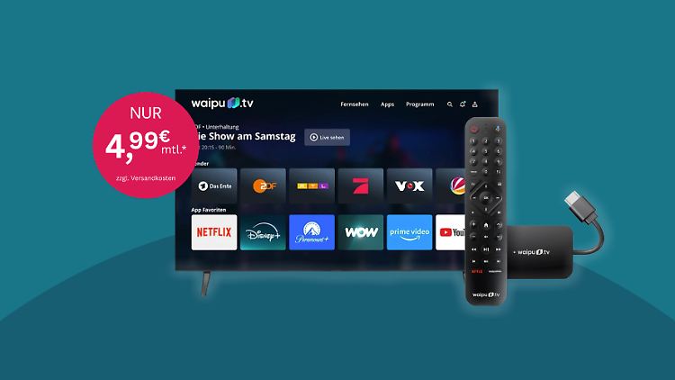 Vielfältige TV-Unterhaltung verspricht Waipu.tv mit dem Abo "Start" mit mehr als 240 Fernsehsendern.