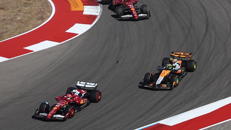 Lando Norris verfolgte den Ferrari von Charles Leclerc lange Zeit vergeblich.