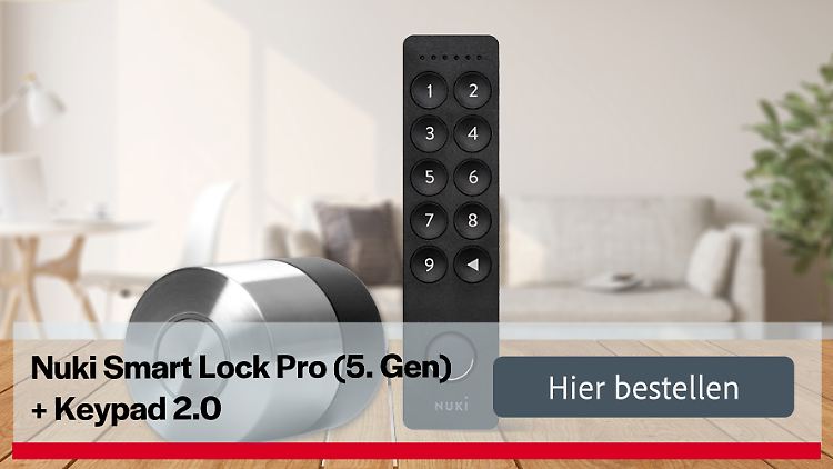 Holt das Türschloss ins 21. Jahrhundert: Das Nuki Smart Lock Pro gibt es bei Tink im Bundle mit einem Keypad 2.0.
