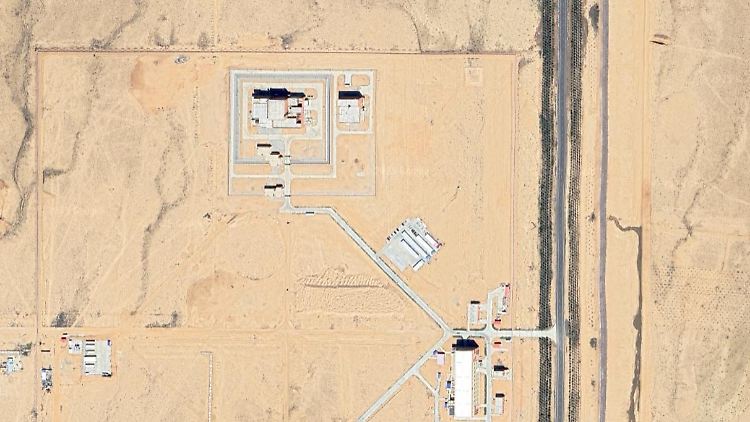 Satellitenaufnahme des Versuchsreaktors TMSR-LF1 in der chinesischen Wüste Gobi.