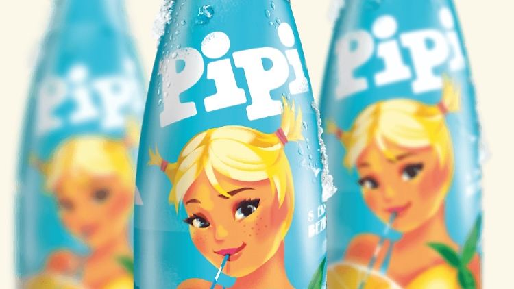 Das Emblem auf den Flaschen zeigt - in Anlehnung an Pippi Langstrumpf - eine blonde Frau.