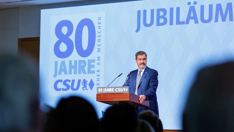 Markus Söder, CSU-Vorsitzender und Ministerpräsident von Bayern, spricht bei der Partei-Jubiläumsfeier bei der Hanns-Seidel-Stiftung.