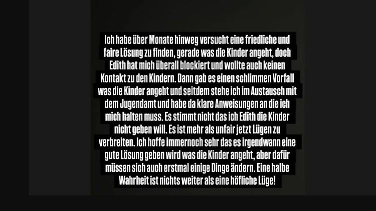Eric Stehfest wehrt sich gegen die Vorwürfe seiner Noch-Ehefrau.