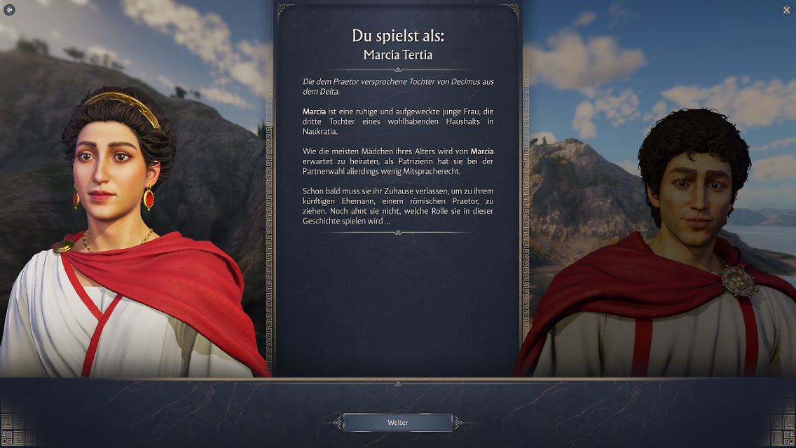 Zum Start der Kampagne wählen wir unsere Hauptfigur aus.