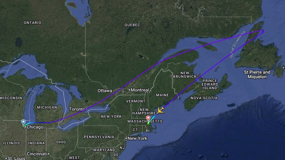 Zwei Stunden dauert der Flug von Chicago nach Boston normalerweise. Die Lufthansa-Reisenden kamen nach gut fünf Stunden dort an, obwohl sie nach Frankfurt wollten.