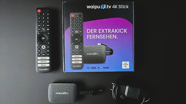 Der Waipu.tv 4K-Stick bringt Fernsehen, Mediatheken und Streaming-Apps direkt auf den Fernseher.