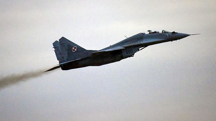 Eine polnische MiG 29 kurz nach dem Start. 
