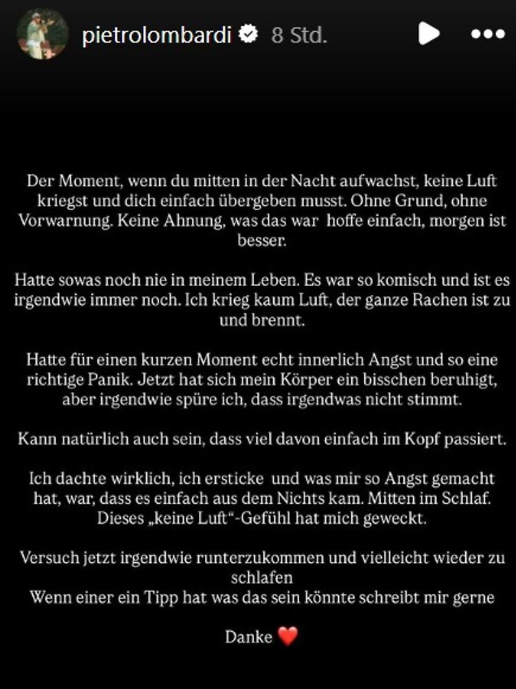 Mit dieser Texttafel kontaktierte Lombardi die Fans.