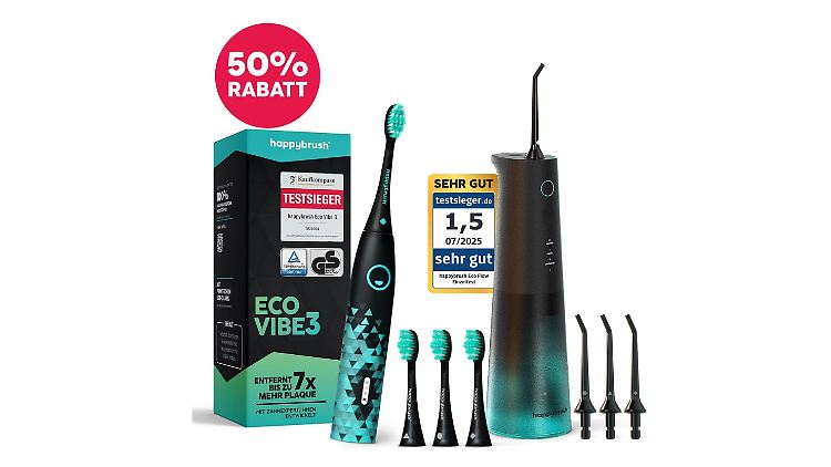 Mit unserem exklusiven Rabatt gibt es Happybrush-Zahnpflege-Sets zum halben Preis.