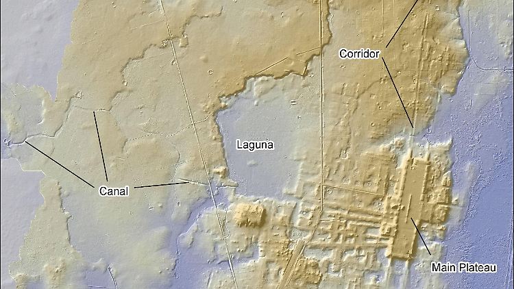 Die Karte zeigt die Ausmaße des Maya-Komplexes Aguada Fénix im Süden Mexikos.
