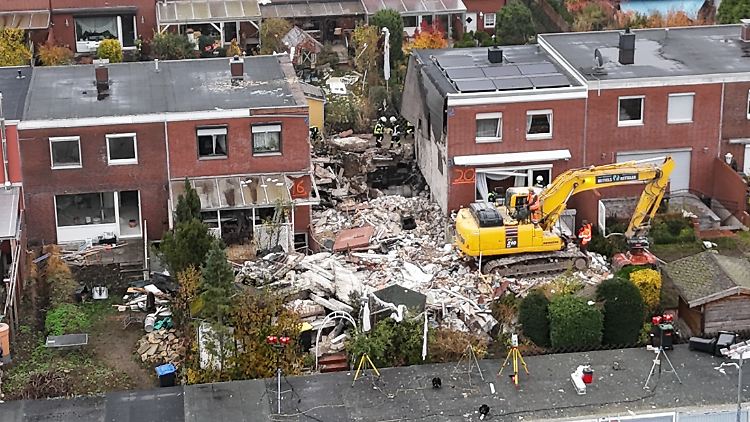 Das Reihenhaus ist durch die Detonation komplett zerstört worden.